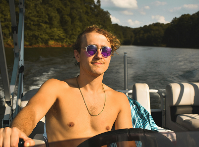 Man driving boat